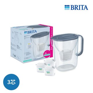 BRITA 純淨濾水壺+全效濾芯(共三芯)-石灰藍【萬家福】