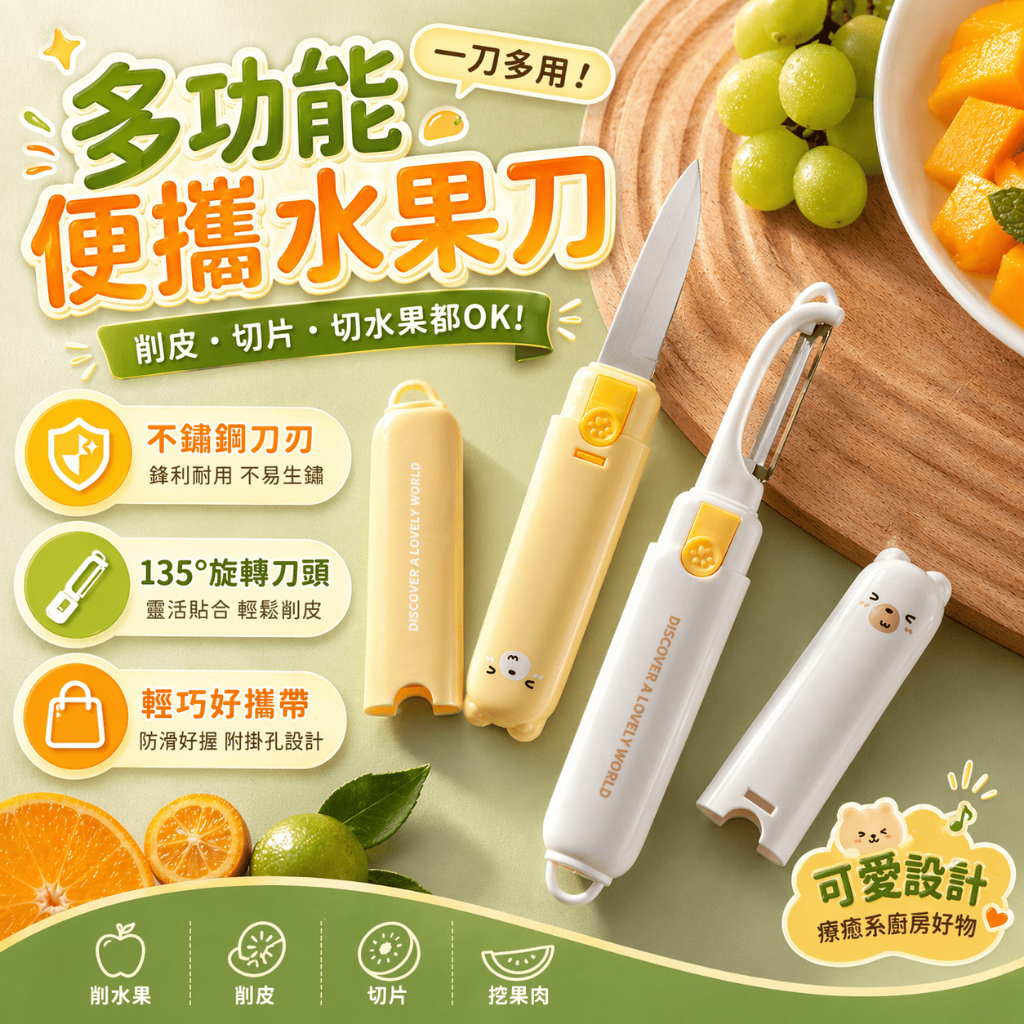 便攜水果刀 折疊削皮刀 削皮器 隨身水果刀 旅行水果刀 刮皮刀 刨刀 水果刀 兩用刀具 帶蓋水果刀