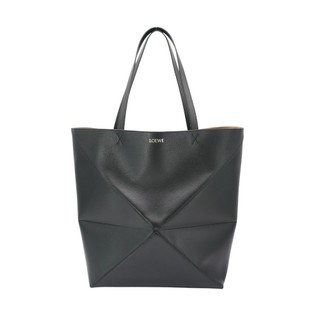 Loewe XL Puzzle Fold 小牛皮肩背托特包(黑)