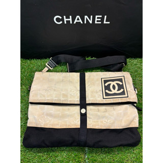CHANEL 正版 香奈兒 尼龍 運動 大Logo兩用水桶郵差包