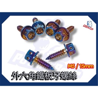 外六角鐵板牙螺絲 自攻螺絲 M5鐵板牙 車殼螺絲 M5*15 螺絲 M5*16 鍍鈦 燒鈦螺絲 鐵板牙 鍍鈦螺絲