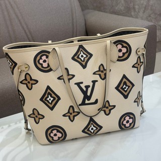 *SHIHNA名牌精品*LV M45819 Neverfull MM Wild at Heart 手繪風托特