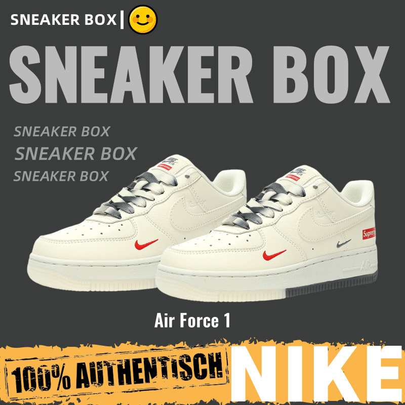 【U+】Nike 鞋 Air Force 1 07 Low "Sup米白深灰紅標四鉤" 空軍一號 客制款 板鞋 男女鞋