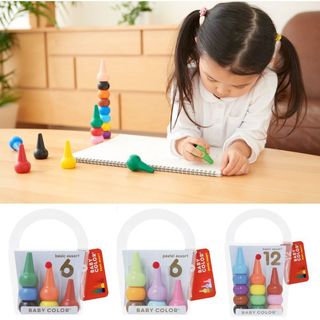 【日本AOZORA】兒童安全無毒蠟筆 日本製 BABY COLOR 6色 12色 寶寶積木蠟筆