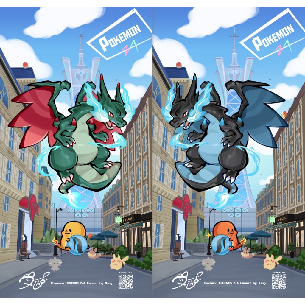 Pokémon 超級噴火龍X 超級路卡利歐 超級路卡利歐Z  （背面為色違）