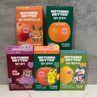 台灣出貨 韓國 NOTHING BETTER Luv Tea 寶可夢聯名 南瓜茶 紅豆茶 檸檬綠茶 蜜桃國寶茶 贈攪拌棒
