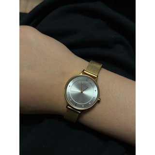 Skagen 丹麥極簡金色米蘭帶腕錶 已換新電池