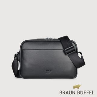 【BRAUN BUFFEL】海斯-TW1 橫式斜背包-黑色(德國小金牛台灣總代理)/BF711-60-BK