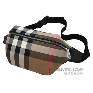 睿鈞國際精品 BURBERRY 8084555 SONNY 經典格紋帆布胸口包/腰包.卡其 現貨