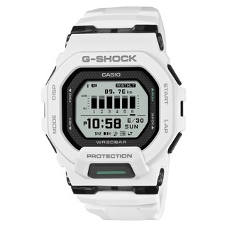 CASIO 卡西歐 G-SHOCK 跑步運動訓練 MIP LCD 藍芽電子錶-白 手錶 GBD-200-7