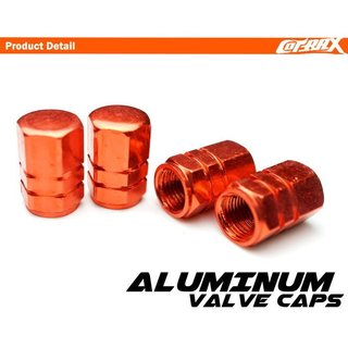 【COTRAX】鋁合金氣嘴蓋-橘色 一組4顆 台灣製造 汽車、機車、重機、自行車 風嘴蓋 單車 輪胎打氣孔 陽極六角