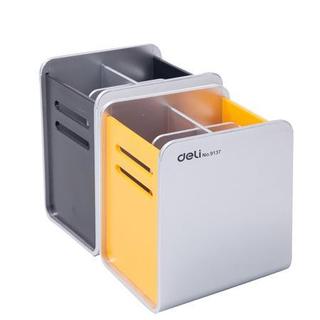 《本丸子小舖》得力Deli E9137方形分隔筆筒 筆筒 顏色隨機出貨