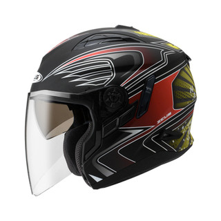 ZEUS ZS613B 彩繪 AJ2 消光黑/黃 四分之三罩安全帽 3/4罩 可加裝下巴支架鴨舌 ZS-613B 內墨鏡