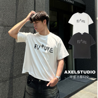 【AXEL STUDIO】 260G厚磅 Cleanfit 純棉 FUTURE 短袖 Boxy 短版 短寬 刷漆字母短T