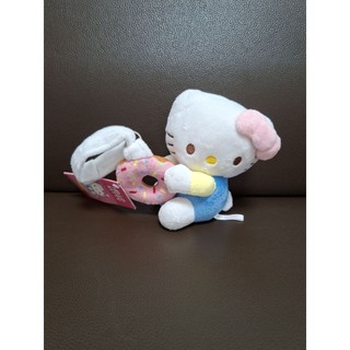 Hello Kitty甜甜圈小吊鈴玩偶吊飾娃娃 全新 三麗鷗Sanrio正版授權雷射商標 長15公分娃娃內有鈴鐺發出鈴聲