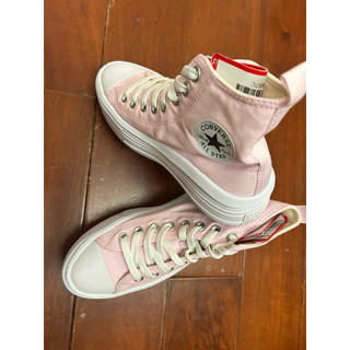 粉色 Converse Chuck Taylor All Star 高筒帆布白色厚底鞋/kid 4