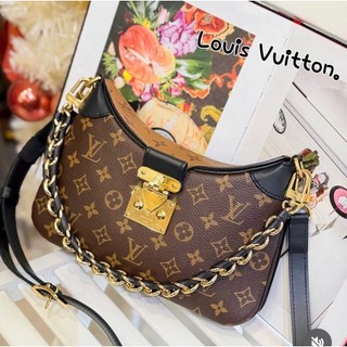 二手旗艦 LOUIS VUITTON LV 字紋 黑色 牛角包 肩背包 斜背包 兩用包(中友店)