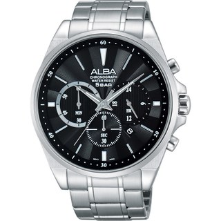 ALBA 雅柏 Prestige 街頭酷玩家計時手錶-黑/44mm AT3A67X1/VD53-X255D 開學季禮物