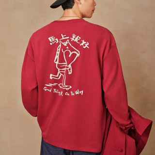 JUMBLE｜韓國代購 Vans x Bolin 聯名 紅 馬年 印花 滑板 長T