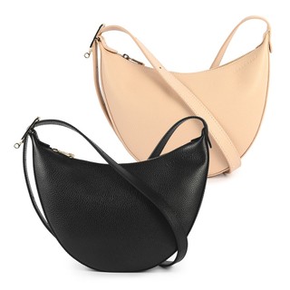 LONGCHAMP Le Foulonné粒紋牛皮斜背包 彎月包(任選)｜GoBrand購名牌