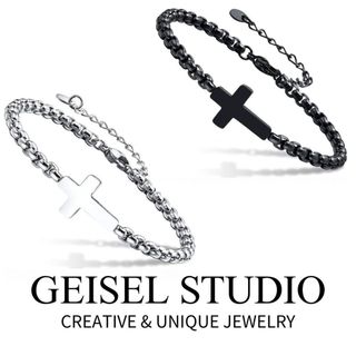 【GEISEL】歐美十字架手鍊不鏽鋼手鍊 簡約低調 嘻哈手鍊 冷感男款手鍊 男生手鍊 中性手鍊 (C-001)