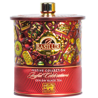 ⟪BASILUR TEA⟫ 72348 歡樂慶典錫蘭白亳紅茶罐(紅) 75g｜台灣總代理【福利品2件以上5折