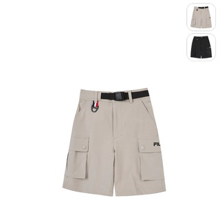 【FILA】KIDS 孩童款 平織短褲-淺灰 1SHZ-8437-GY
