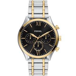 FOSSIL 羅馬多功能三眼手錶-黑x半金/44mm BQM7151 情人節禮物