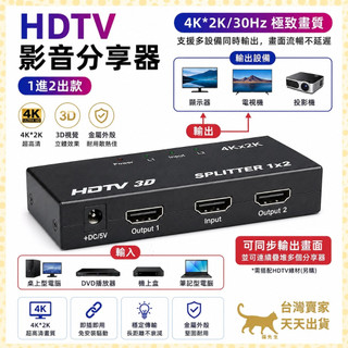 現貨台灣出 可串聯 HDMI4K2K HDMI分配器 1分2 1進2出 影音同步 hdmi分享器 4K HDMI影音同步