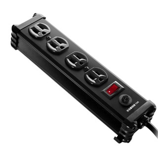 【ICBOX】Castle 蓋世特IA4-SB鋁合金電源突波保護插座 3孔4座 黑色 1.8米 延長線 電源座/A586