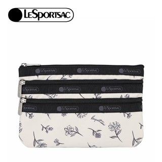 Lesportsac 3-Zip Cosmetic 三層拉鍊化妝包 收納包 盥洗包 女包 男包 (素描花卉) 情人節禮物