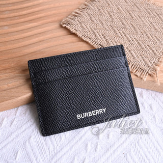 【茱麗葉精品】BURBERRY 8014662 SANDON 燙銀LOGO簡約牛皮隨身證件卡夾.黑 現貨在台