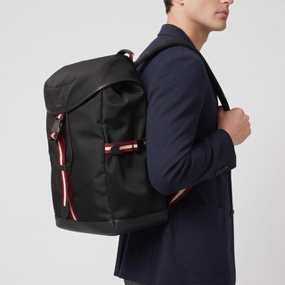 Bally 翻蓋束口大型後背包(大/黑)