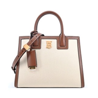 BURBERRY Frances經典標誌TB系列小牛皮迷你兩用包(自然色／麥芽棕色)｜100%原廠真品｜JS Maxx