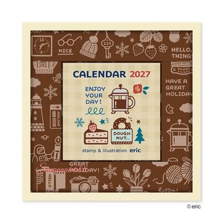 2027日曆 eric 橡皮章彩繪每日撕曆 日系插畫 手帳裝飾貼紙 桌上小型日曆 368張 附紙架 6x6cm 禮品