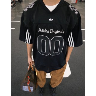 ADIDAS OG JERSEY 黑色 歌德字型 寬鬆 印花 三葉草 球衣 短T 男款【LD3865】
