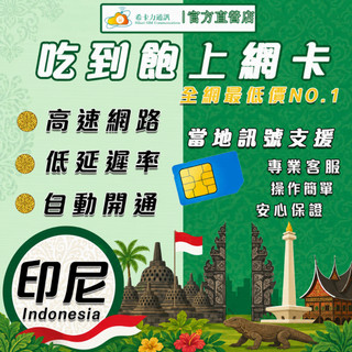 【4G/5G 印尼SIM卡－高速上網絡卡】峇裡島/雅加達/泗水/日惹/喫到飽/無限流量/熱點分享/隨插即用/旅遊卡/網路卡