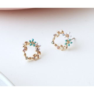 {Luna Jewelry🥰日常的微光}溫雅花環耳環 防敏鋼針 花朵耳環 韓款耳環 抗過敏耳環 純鋼飾品 耳環 耳飾