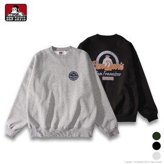BEN DAVIS SCRIPT EMB CREW 美式 圖章 猿人背影 刺繡 大學T 3色