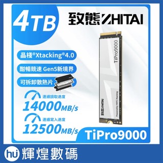 ZHITAI 致態 TiPro9000 Gen5 M.2 PCIE SSD 固態硬碟 4TB 附原廠散熱片(可拆)