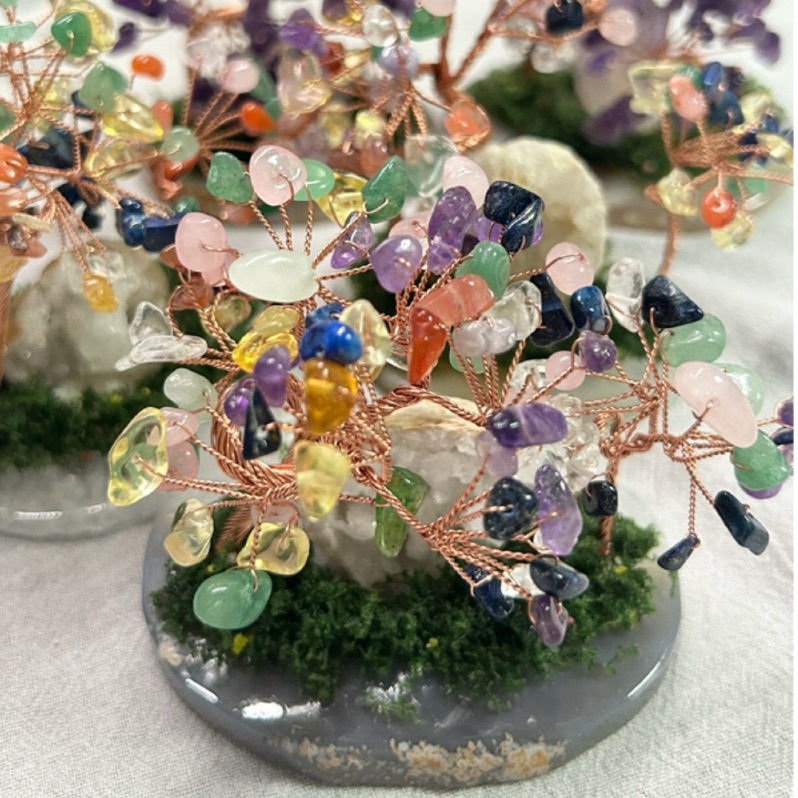 【SDEC Orbit】招財水晶樹含原礦及瑪瑙盤 #招財樹#水晶樹#紫水晶#五行水晶#白水晶#瑪瑙#東陵玉#粉晶#黃水晶
