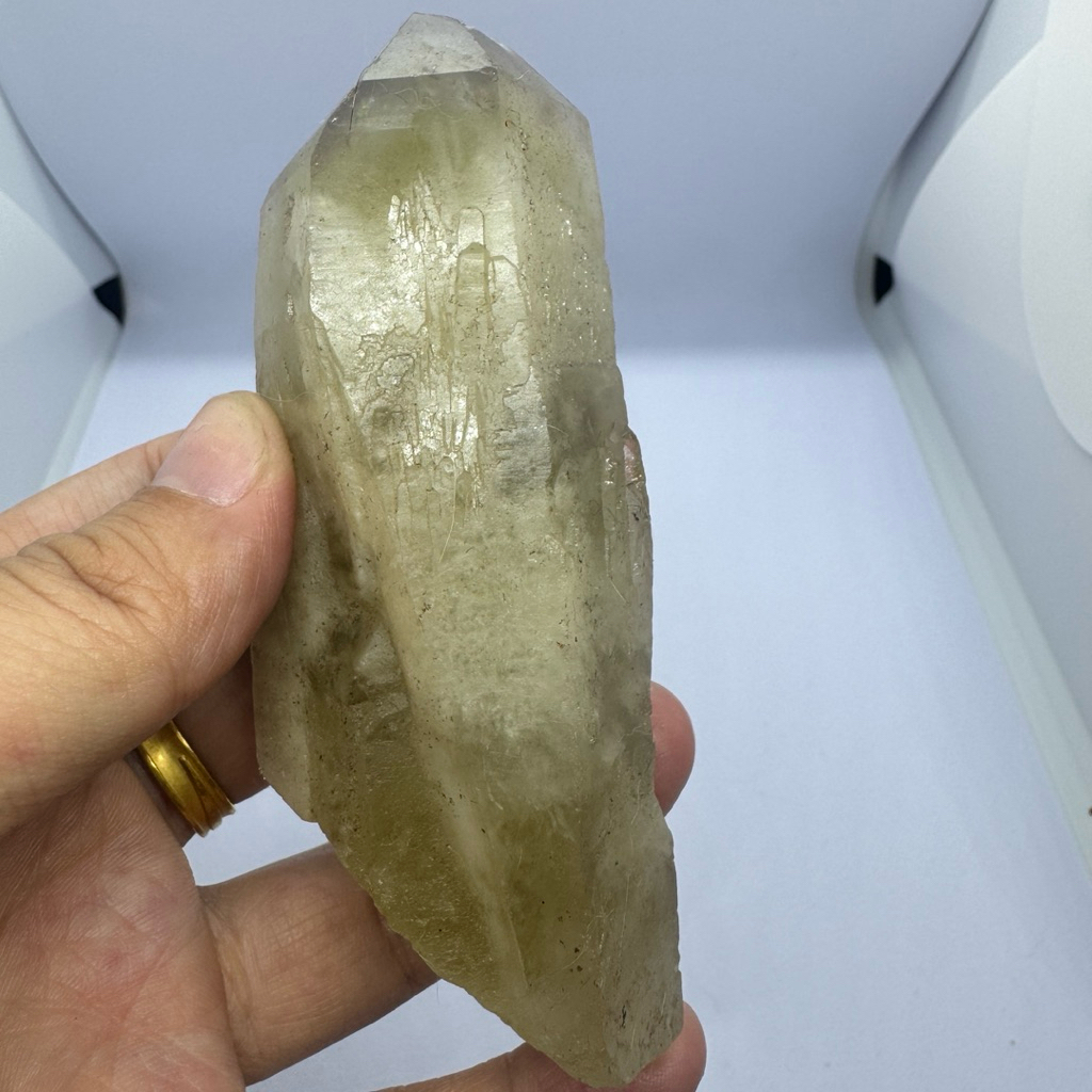 C396天然黃水晶晶簇 稀有生長紋 亮面閃閃 原礦