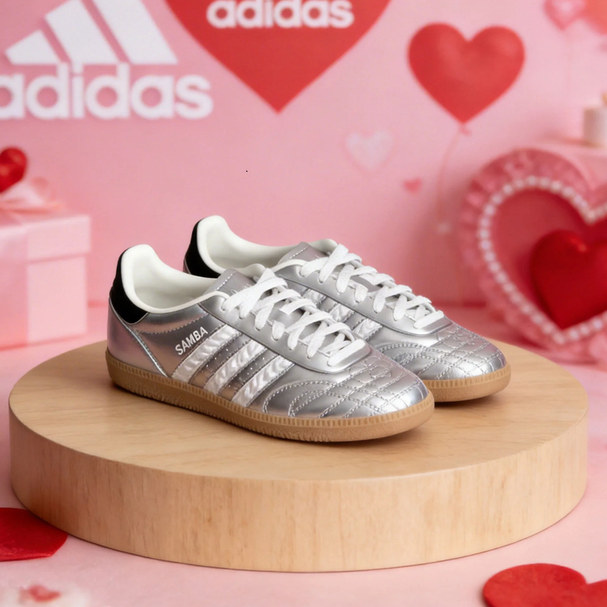 🎯輕氧~adidas originals Samba JP 情人節限定 經典舒適 板鞋 男女同款 銀色 HP7105