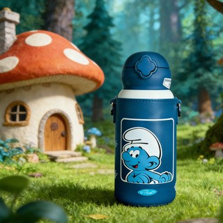 【BEDDYBEAR】杯具熊 藍精靈聯名四葉草兒童保溫水壺 630ml(保溫水壺 兒童水壺 316不鏽鋼 吸管水壺)