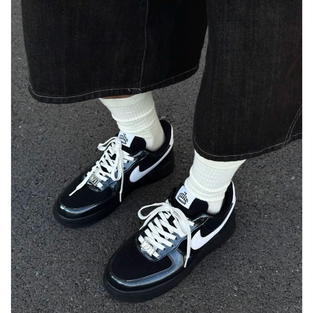 Nike Air Force 1 07 LV8 黑色漆皮 空軍一號 新款 男女同款 黑白 IB6843-001