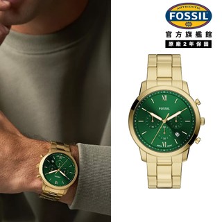 【FOSSIL 官方旗艦館】Neutra 新雅仕計時男錶 金色不鏽鋼錶帶 26 MM FS6164