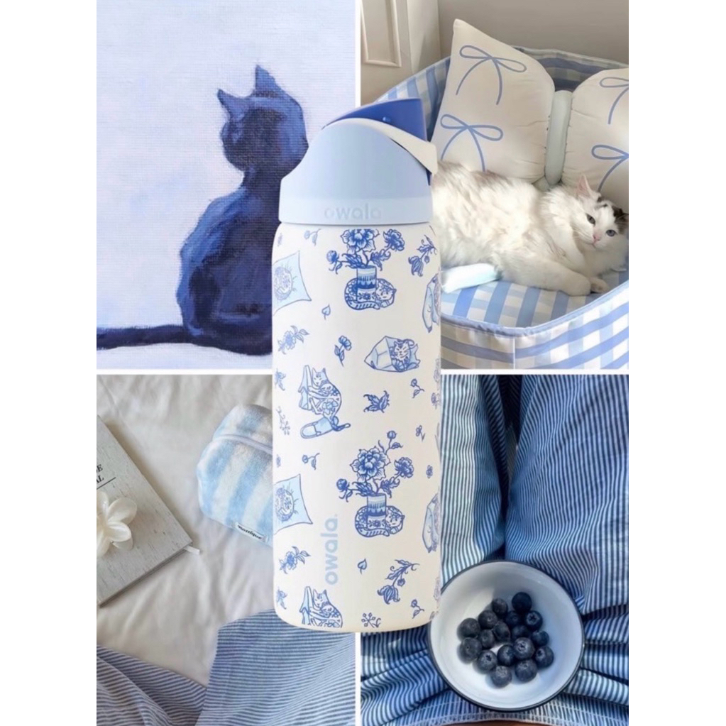 現貨🇺🇸Owala x UO 限量 藍貓 Delft Cat 保溫瓶 保溫杯 吸管杯 945ml