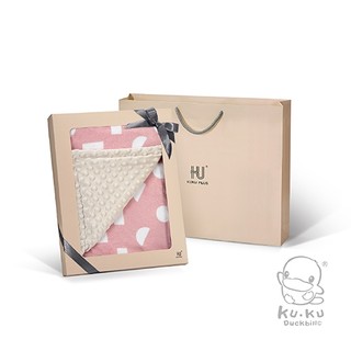 酷咕鴨 KUKU PLUS 極簡幾何神奇荳荳安撫毯禮盒-暖陽粉