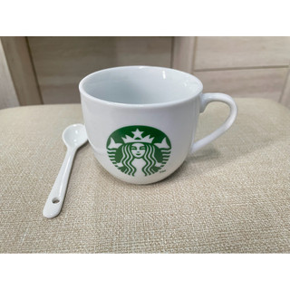簡約創意迷你200ml星巴克圖案陶瓷杯咖啡杯/馬克杯/帶勺杯子(新品附盒)