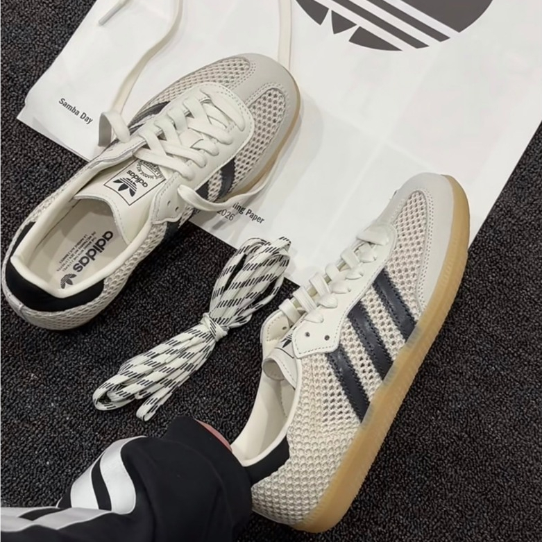 S.G Adidas Samba OG W  IH4003 女鞋 米白黑 鉤織 復古 膠底 德訓鞋 愛迪達 休閒鞋